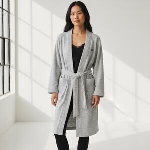 L.L. Bean Lightweight Sweater Fleece Wrap Robe Women's Sz S Gray Loungewear Spa